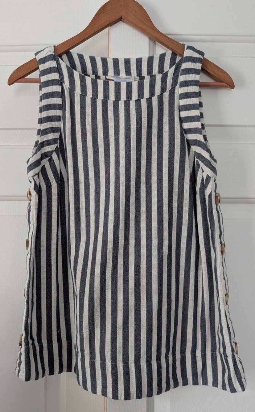 Motherhood Maternity Blue White Striped Side Snap Nursing Top